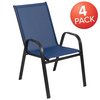 Flash Furniture 4 Pack Navy Outdoor Stack Chair w/ Flex Material 4-JJ-303C-NV-GG